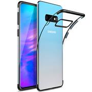 TPU Hülle für Samsung Galaxy S10 Case Silikon Cover Transparent mit Farbrand Handyhülle