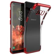 TPU Hülle für Samsung Galaxy S8 Plus Case Silikon Cover Transparent mit Farbrand Handyhülle