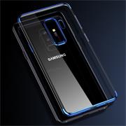 TPU Hülle für Samsung Galaxy S9 Plus Case Silikon Cover Transparent mit Farbrand Handyhülle