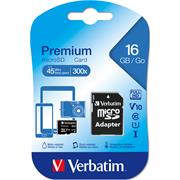 Verbatim Premium 16 GB Micro SD SDHC Speicherkarte + Adapter Class 10 Card Karte