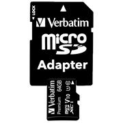 Verbatim Premium 64 GB Micro SD SDXC Speicherkarte + Adapter Class 10 Card Karte