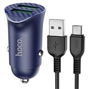 Hoco Z39 QC 3.0 Power KFZ Ladegerät | Schnell Ladegerät 2x USB + Typ-C USB-C Ladekabel