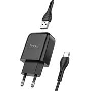 Hoco N2 USB Ladegerät + USB Typ C Lade Kabel Single Netzteil mit 2.0A Reise Ladestecker