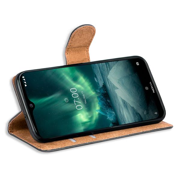 Leder Hülle Für Nokia 7.2 / 6.2 – Klapphülle Mit Kartenfächern & Standfunktion, Schwarz