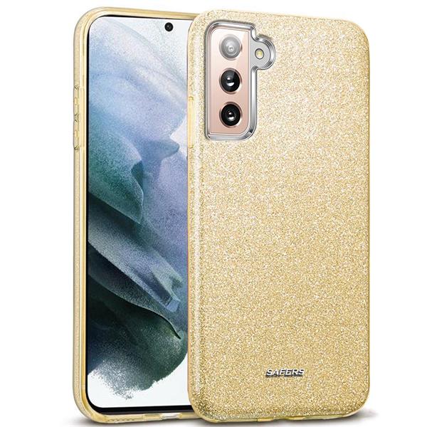 Qokey Handyhülle Für Samsung Galaxy S21 Ultra 5G – Rosa Glitzer-Marmor, TPU, Stoßfest, Schlank