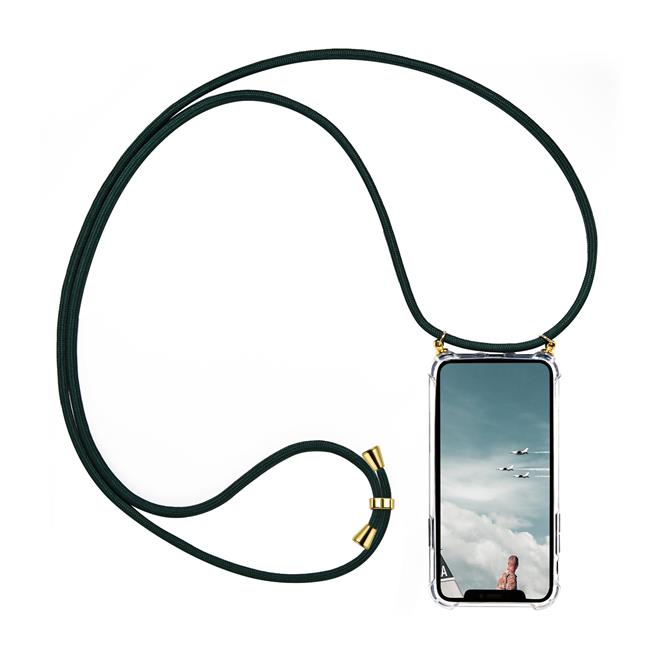 Handykette für iPhone 12 Mini Case zum umhängen Schutzhülle Kordel Handy Hülle, Halsband Grün
