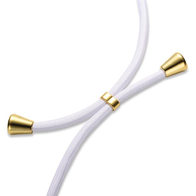 Handykette für iPhone 12 Mini Case zum umhängen Schutzhülle Kordel Handy Hülle, Halsband Weiss-Gold