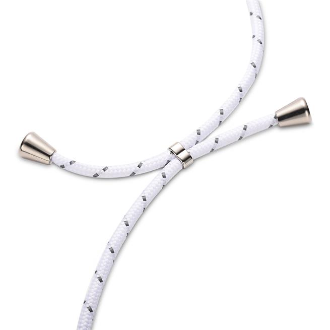 Handykette für iPhone 12 / 12 Pro Case zum umhängen Schutzhülle Kordel Handy Hülle, Halsband Weiss-Silber