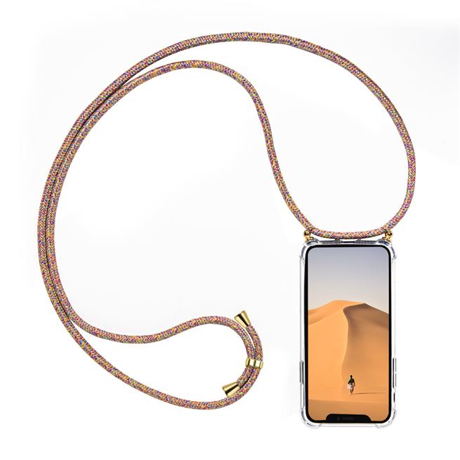 Handykette für Huawei P40 Lite Case zum umhängen Schutzhülle Kordel Handy Hülle, Halsband Rainbow