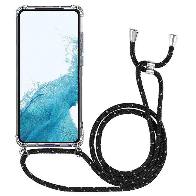 Handykette für Samsung Galaxy A12 Case zum umhängen Schutzhülle Kordel Handy Hülle, Halsband Schwarz-Weiss