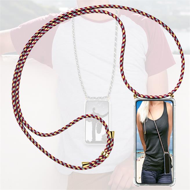 Handykette für iPhone 14 Pro Case zum umhängen Schutzhülle Kordel Handy Hülle, Halsband Camouflage Rot