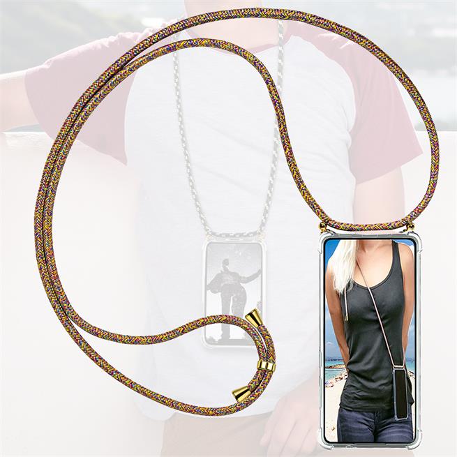 Handykette für iPhone X / XS Case zum umhängen Schutzhülle Kordel Handy Hülle, Halsband Rainbow