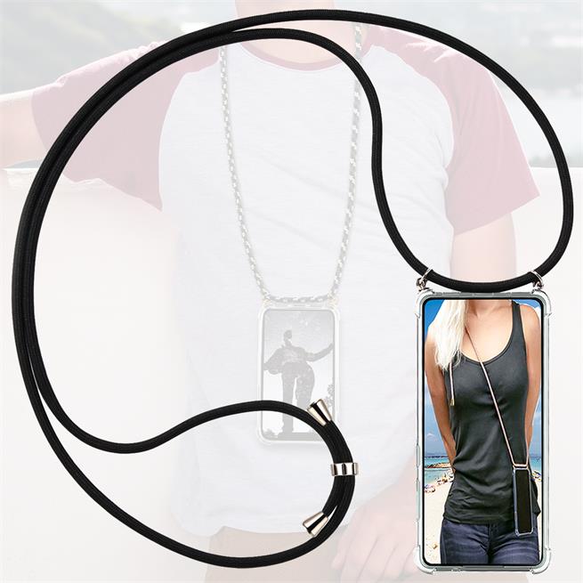 Handykette für iPhone 11 Pro Max Case zum umhängen Schutzhülle Kordel Handy Hülle, Halsband Schwarz