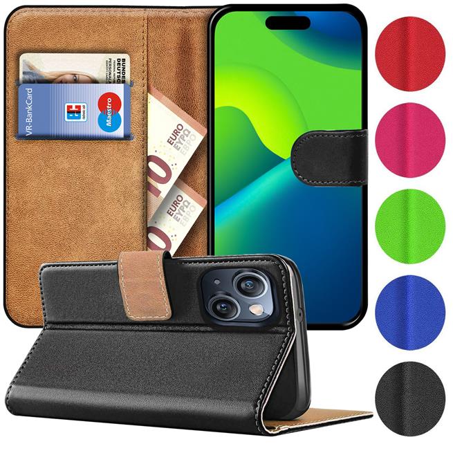 Für Apple iPhone 15 Plus Handy Tasche Wallet Premium Schutz Hülle