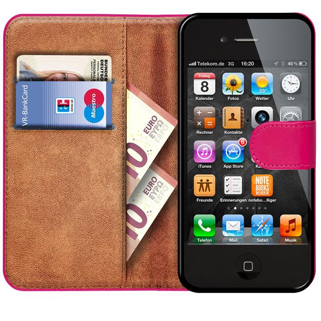 Basic Handyhülle für Apple iPhone 4 / 4s Hülle Book Case klappbare Schutzhülle