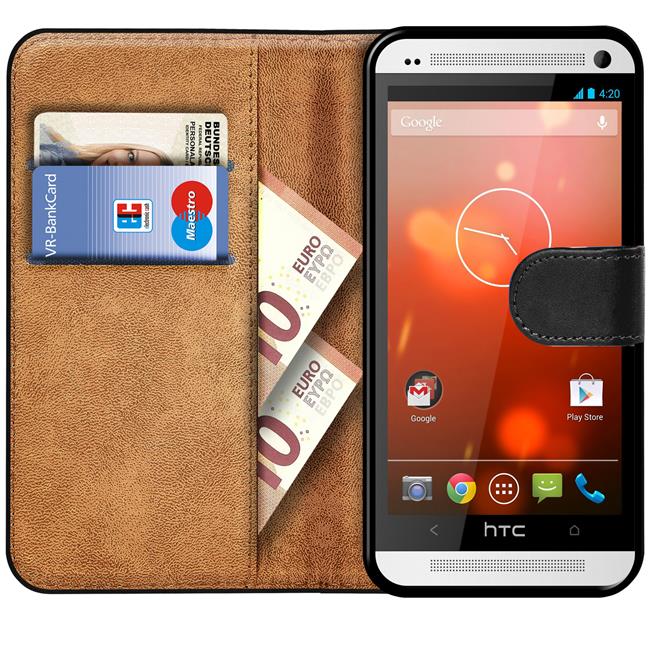 Basic Handyhülle für HTC One M7 Hülle Book Case klappbare Schutzhülle