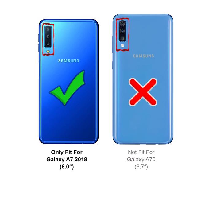Handykette für Samsung Galaxy A7 2018 Case zum umhängen Schutzhülle Kordel Handy Hülle, Halsband Weiss-Gold