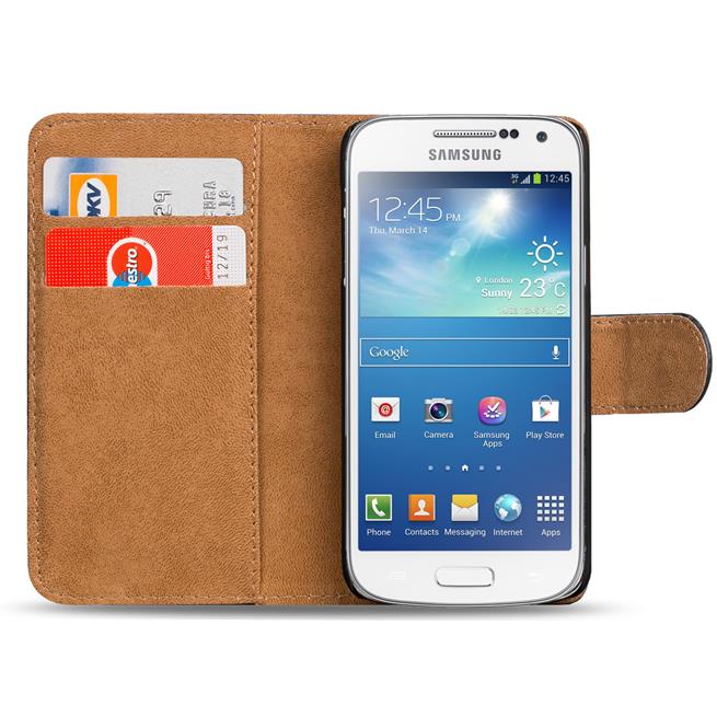 Basic Bookcase Hülle für Samsung Galaxy S4 Mini aufstellbares Etui