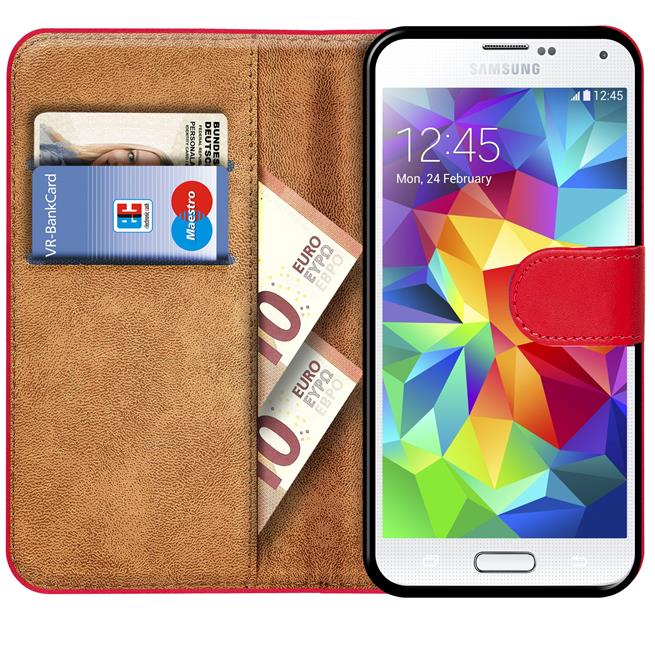 Basic Bookcase Hülle für Samsung Galaxy S5 Case klappbare Schutzhülle