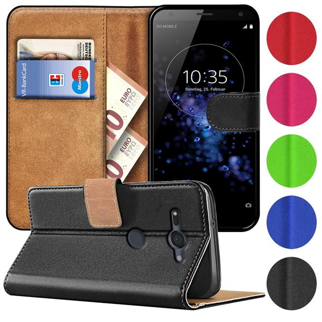 Basic Bookcase Hülle für Sony Xperia XZ2 Compact Case klappbare Schutzhülle Basic Bookcase Hülle für Sony Xperia XZ2 Compact Case klappbare Schutzhülle