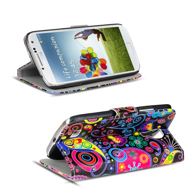 Motiv Klapphülle für Samsung Galaxy S4 buntes Wallet Schutzhülle