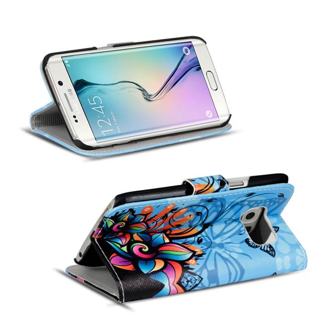 Motiv Klapphülle für Samsung Galaxy S6 Edge buntes Wallet Schutzhülle