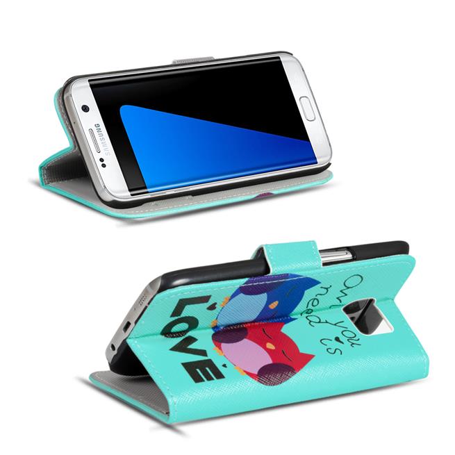 Motiv Klapphülle für Samsung Galaxy S7 Edge buntes Wallet Schutzhülle