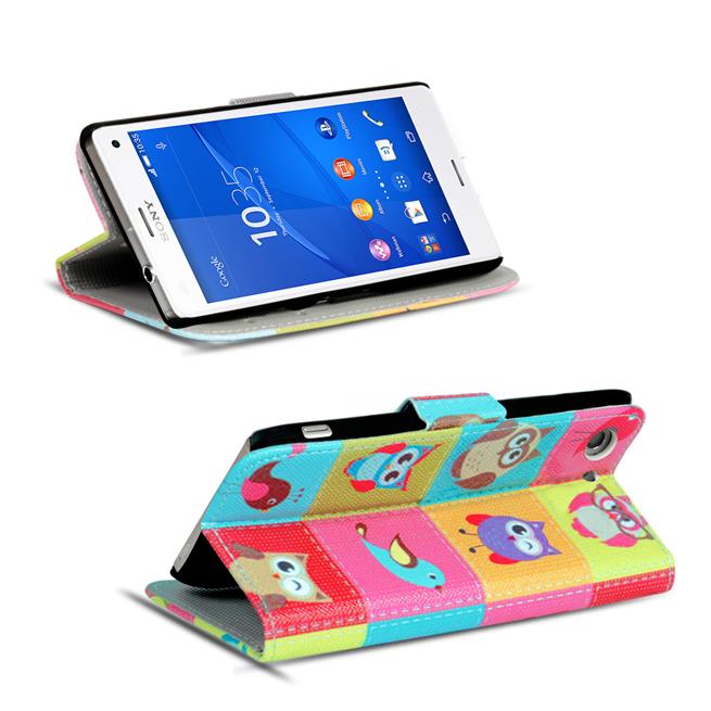 Motiv Klapphülle für Sony Xperia Z3 Compact buntes Wallet Schutzhülle