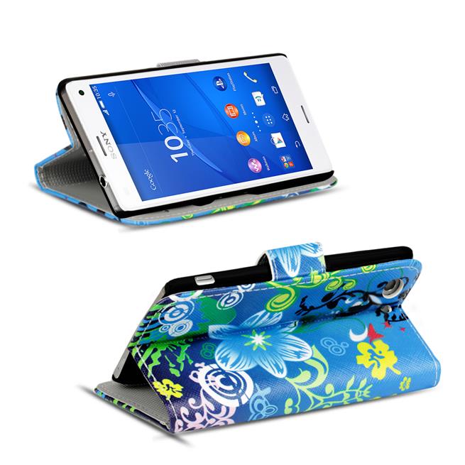 Motiv Klapphülle für Sony Xperia Z3 Plus buntes Wallet Schutzhülle
