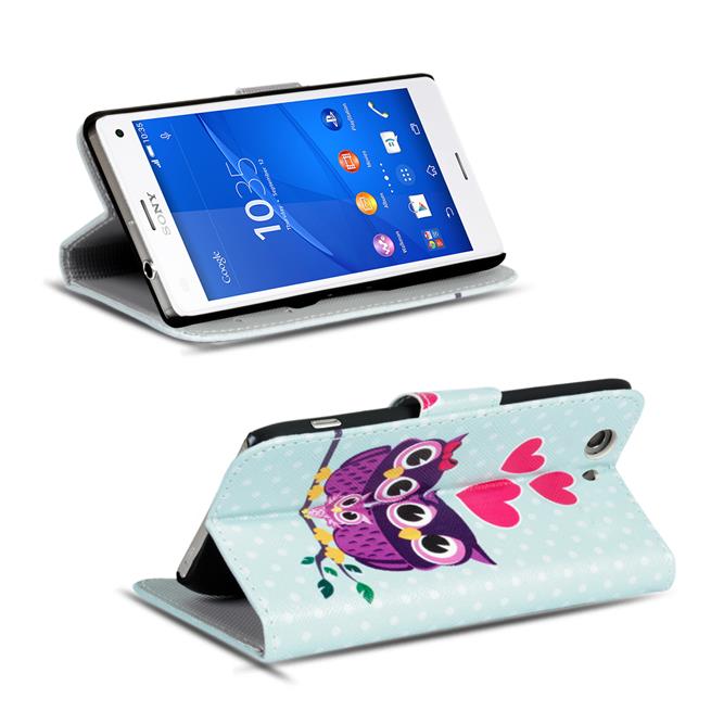 Motiv Klapphülle für Sony Xperia Z3 Plus buntes Wallet Schutzhülle