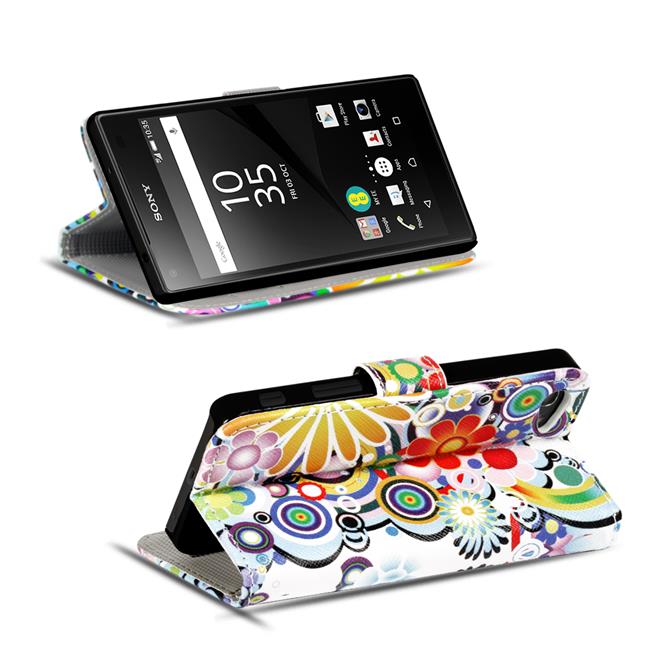 Motiv Klapphülle für Sony Xperia Z5 Compact buntes Wallet Schutzhülle
