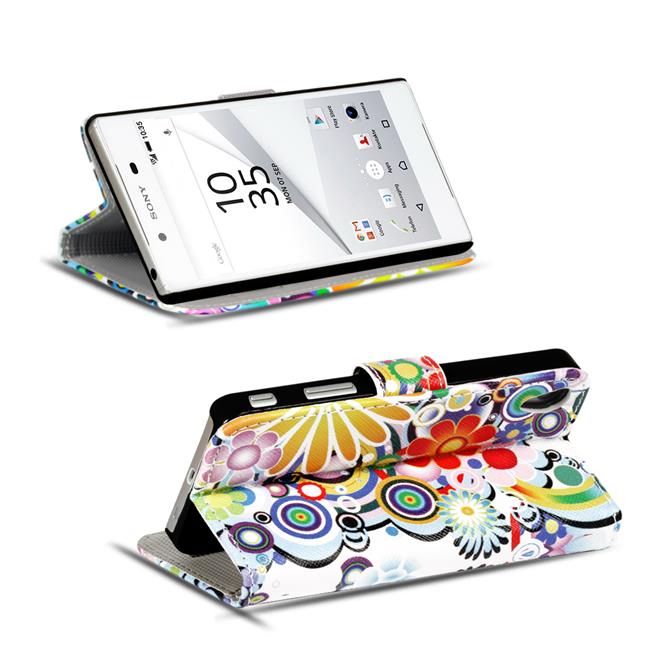 Motiv Klapphülle für Sony Xperia Z5 buntes Wallet Schutzhülle