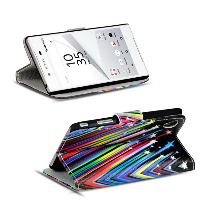 Motiv Klapphülle für Sony Xperia Z5 buntes Wallet Schutzhülle