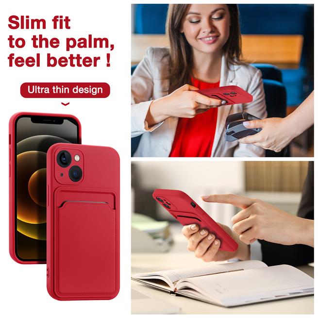 Silikon Handyhülle für Apple iPhone 13 Mini Hülle mit Kartenfach Slim Wallet Case