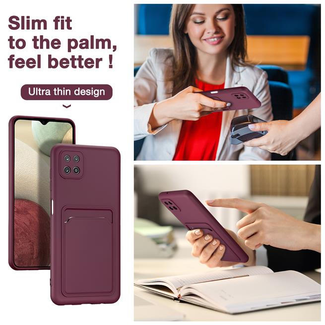 Silikon Handyhülle für Samsung Galaxy A22 5G Hülle mit Kartenfach Slim Wallet Case