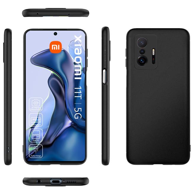 Silikon Hülle für Xiaomi Mi 11T / 11T Pro Schutzhülle Matt Schwarz Backcover Handy Case