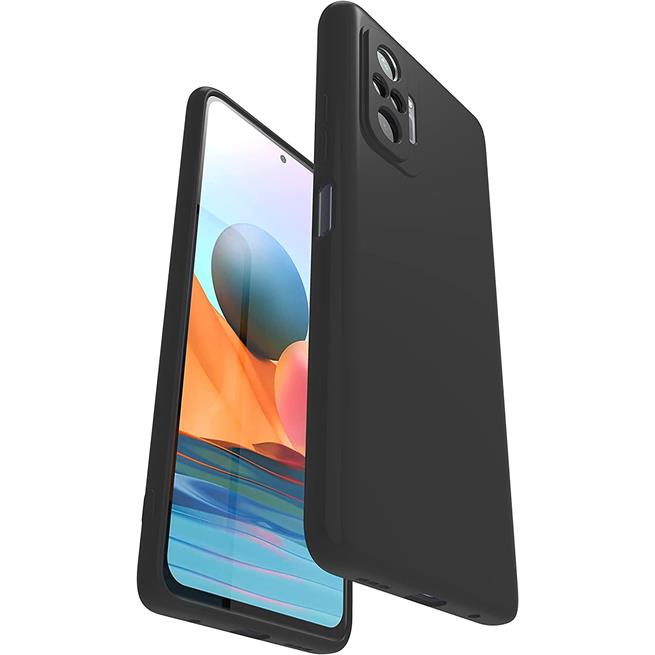 Silikon Hülle für Xiaomi Redmi Note 10 Pro Schutzhülle Matt Schwarz Backcover Handy Case