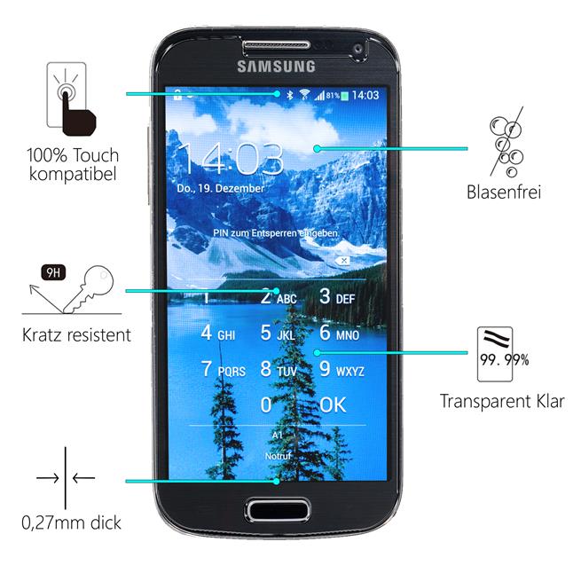 Panzerglas für Samsung Galaxy S4 Mini Glas Folie Displayschutz Schutzfolie