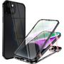 Metall Case für iPhone 14 Hülle | Cover mit eingebautem Magnet Rückseite und Vorderseite aus Glas