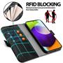 Handyhülle für Samsung Galaxy A52 4G/5G, A52s 5G Hülle Flip Case mit Kartenfächer RFID Block Schutzhülle