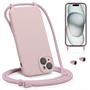 Premium Liquid Silikon Handyhülle mit verstellbarer Handykette für iPhone 15 Hülle | Ideal für Festival- und Outdoor-Enthusiasten