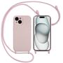 Premium Liquid Silikon Handyhülle mit verstellbarer Handykette für iPhone 15 Hülle | Ideal für Festival- und Outdoor-Enthusiasten
